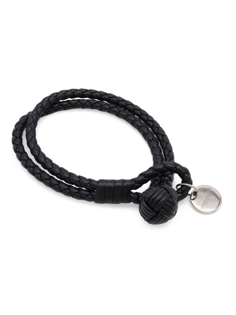 Bottega Veneta Intrecciato Bracelet Leather Black Silver